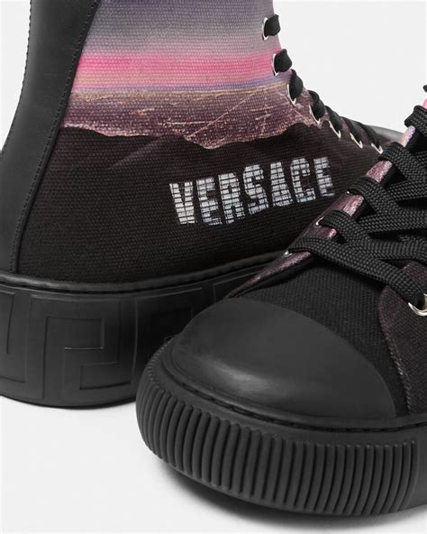 versace hills greca high-top trainers|Versace greca shoes.